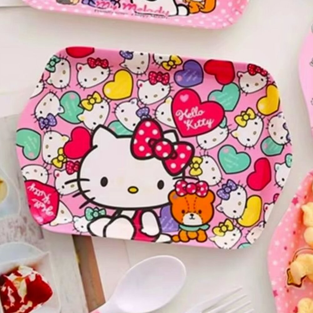 HELLO KITTY SMALL TRAY PLATE CATCH-ALL PINK  MULTI-COLOR HEARTS NEW